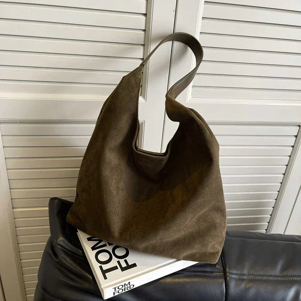 Street-wave Tote Bag Minimalist Cognac Suede Versatile For Everyday Women And Professionals
