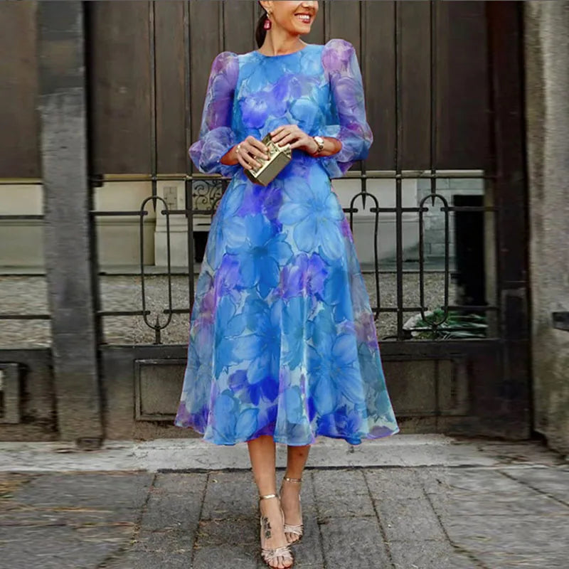 Street-Wave Alexa Elegant Floral Midi Formal Dress For Wedding Guests