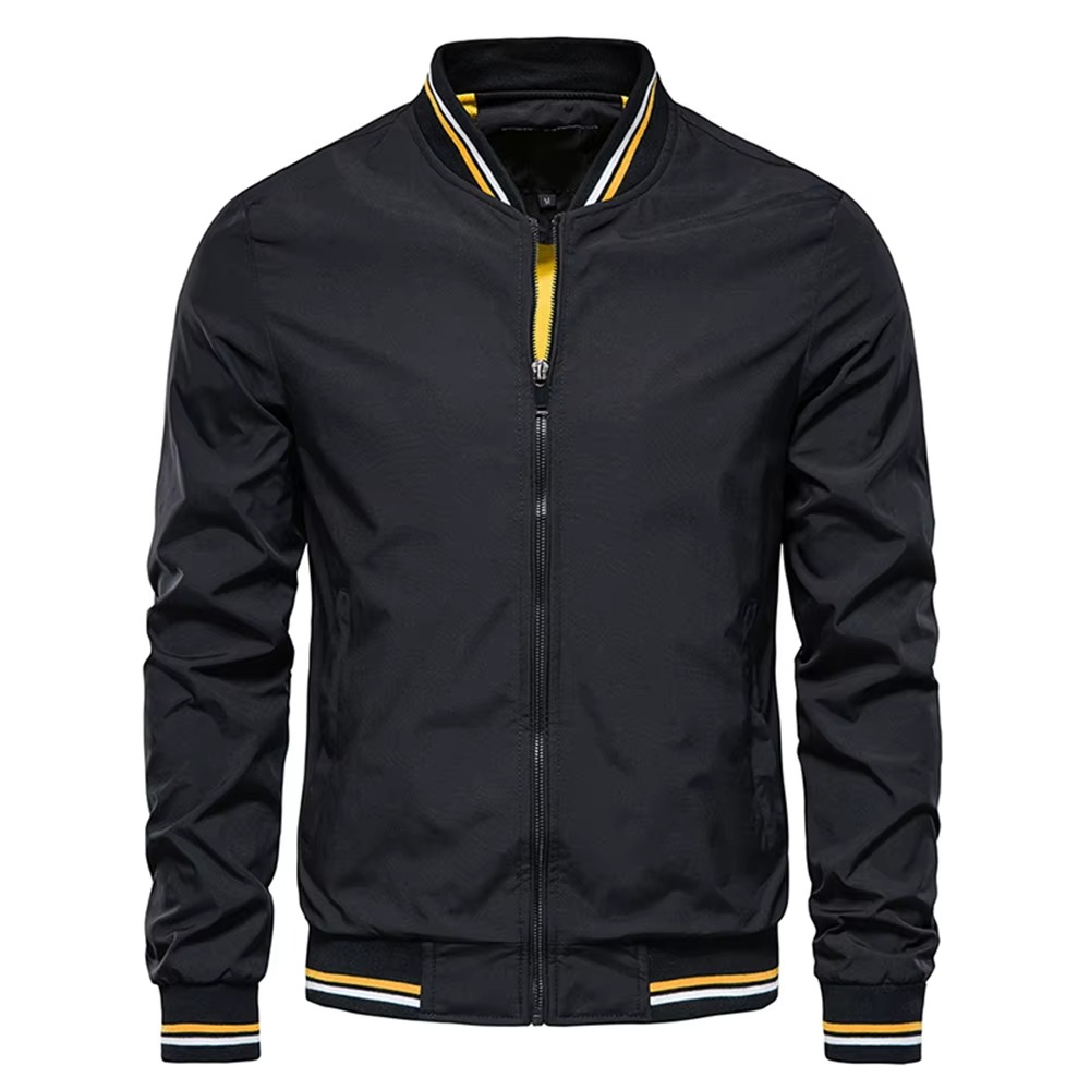 Mens Slim Fit Burgundy Bomber Jacket Lightweight Baseball Style For All Seasons Street-Wave