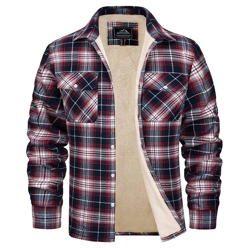 Jerome Fusion Flannel Jacket For Men Warm Cozy Plaid With Two Chest Pockets Inner Pocket And Button Cuffs