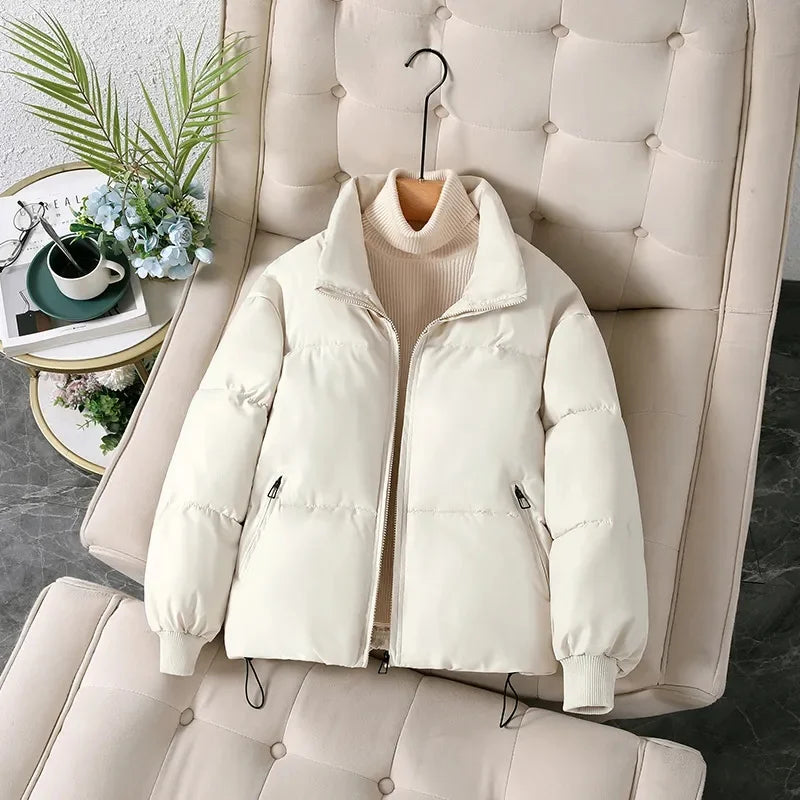 Streetwave Winter Puffer Coat With Stand Collar For Women Cozy Warmth And Everyday Style