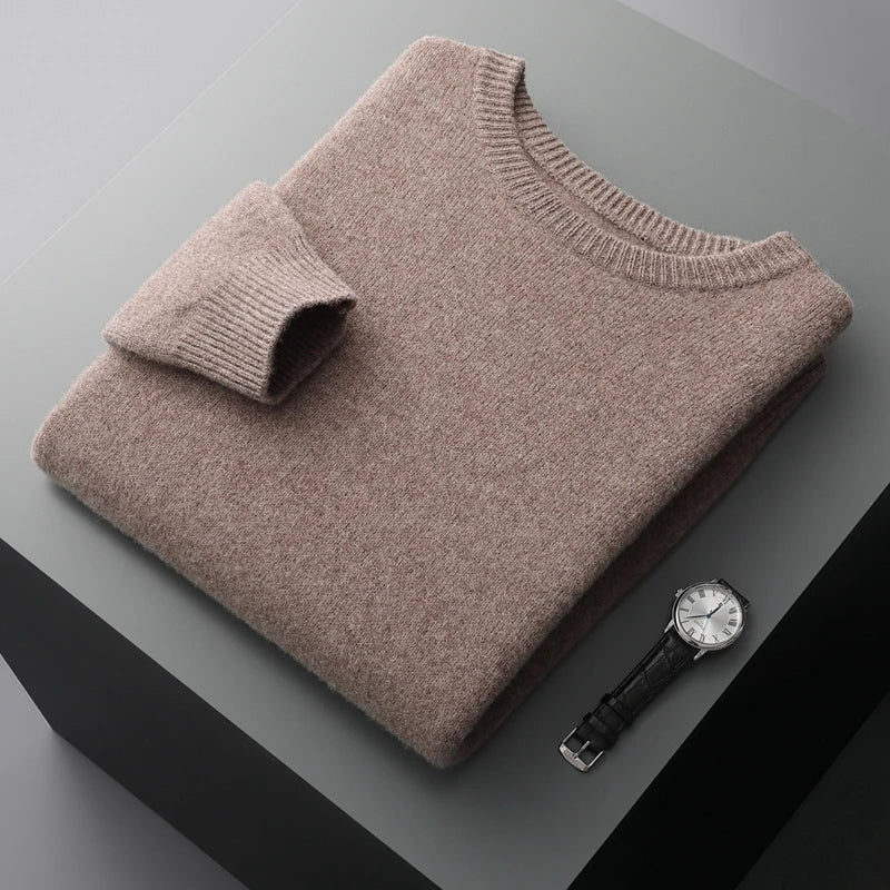Street-Wave Nordisk Flair Men's Wool Sweatshirt Loose Fit Round Neck Ribbed Cuffs Minimalist Design