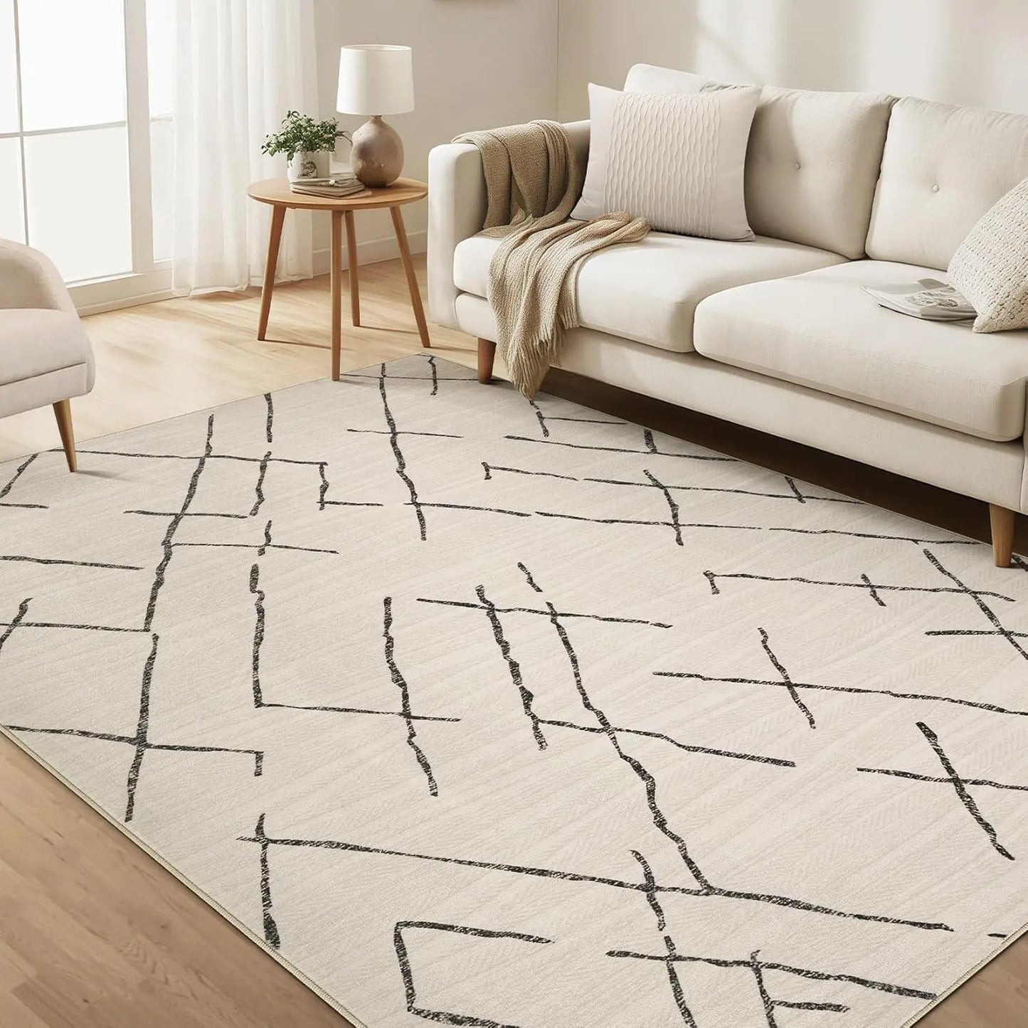Eprolo Washable Boho Farmhouse Moroccan Geometric Indoor Carpet For Bedrooms