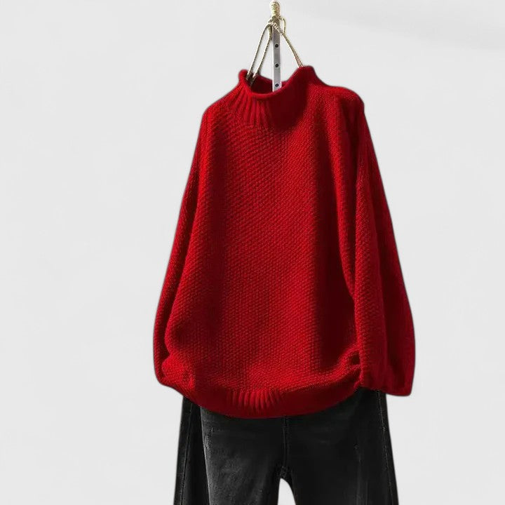 Women's Knit Sweater with Relaxed Fit and Soft Texture