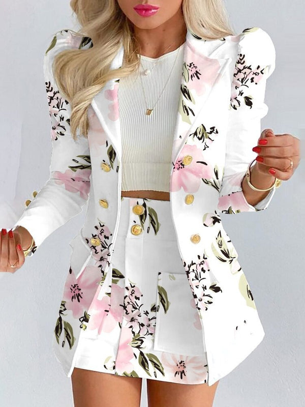 Street-Wave Bella Floral Blazer Skirt Co-ord Set Women