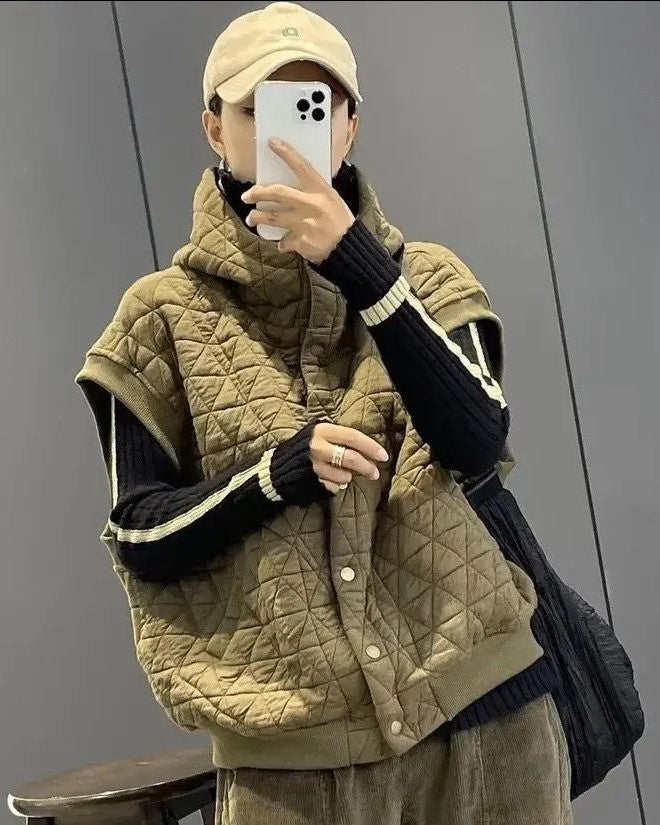 Street Wave Hooded Puffer Vest For Women Sporty Winter Style Trendy Outerwear All Season