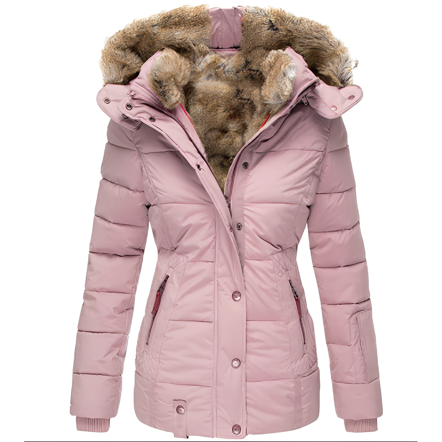 Street-wave Women’s Puffer Coat With Fur Trim Hood For Warmth And Flattering Fit