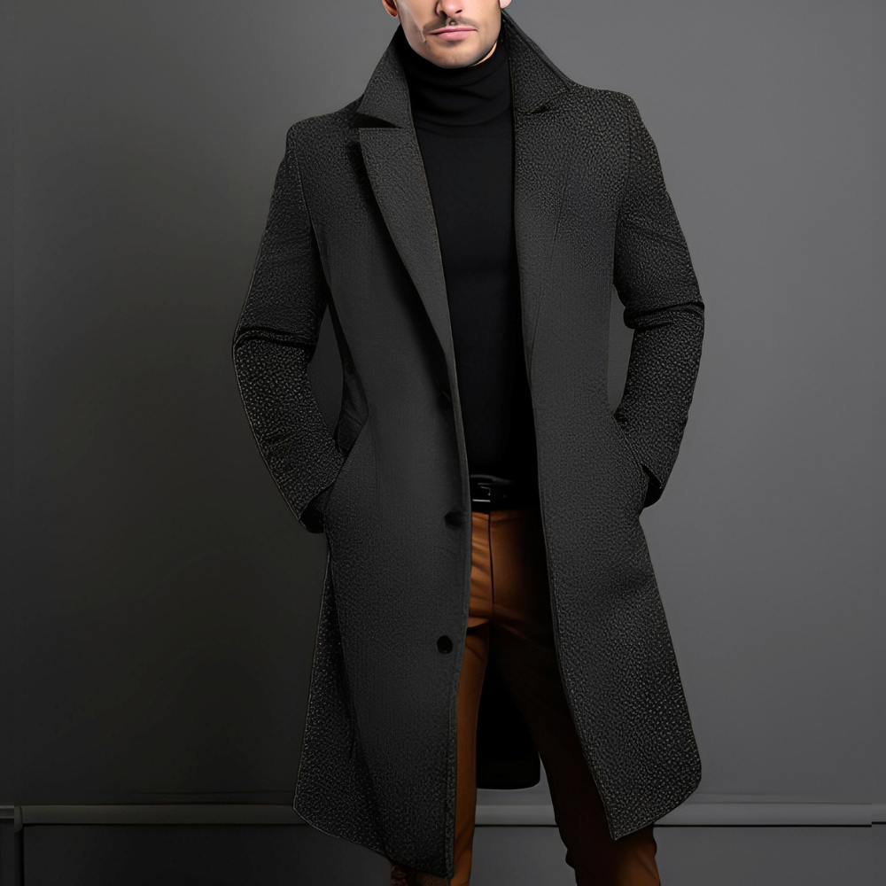Street-wave Mid Length Wool Coat For Men Warm, Classic Trench Silhouette, Tailored Comfort