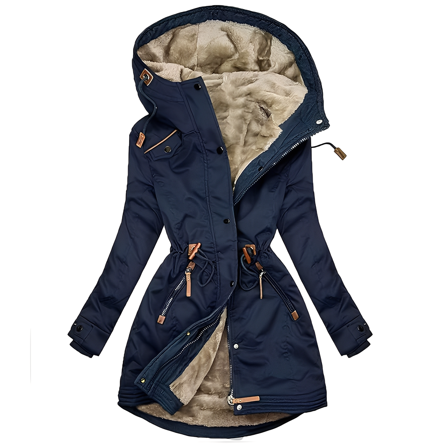 Street-Wave Women's Water-Repellent Parka Jacket All-Weather Warm Fleece Lining Inside