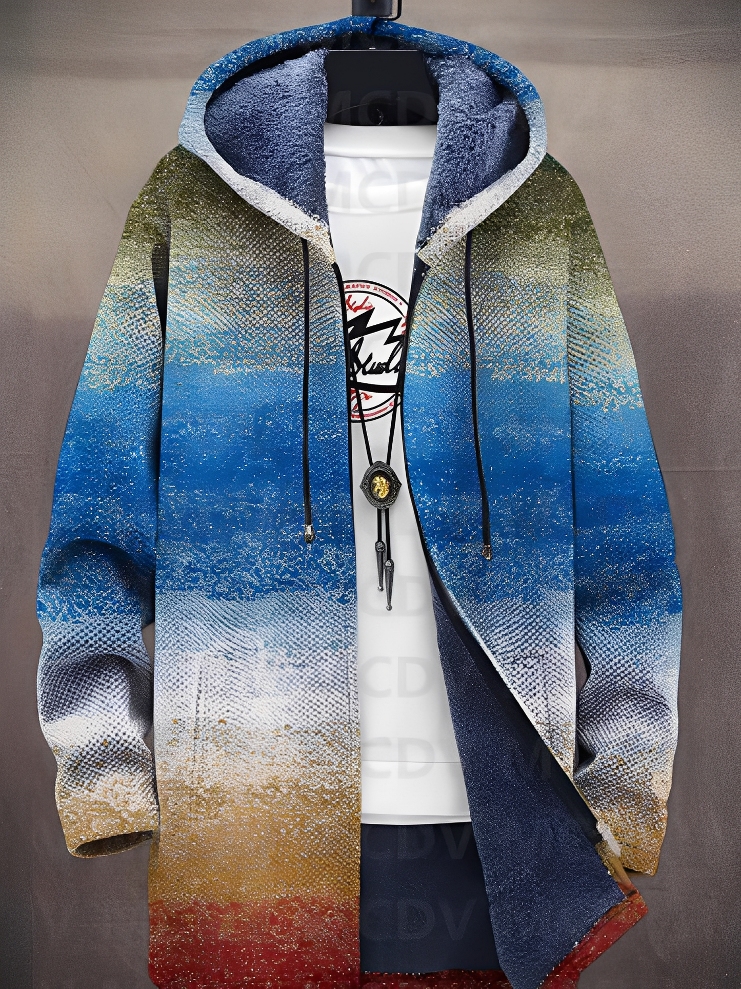 Street-Wave Abstract Print Hoodie Jacket for Men Bold Style and Lightweight Comfort