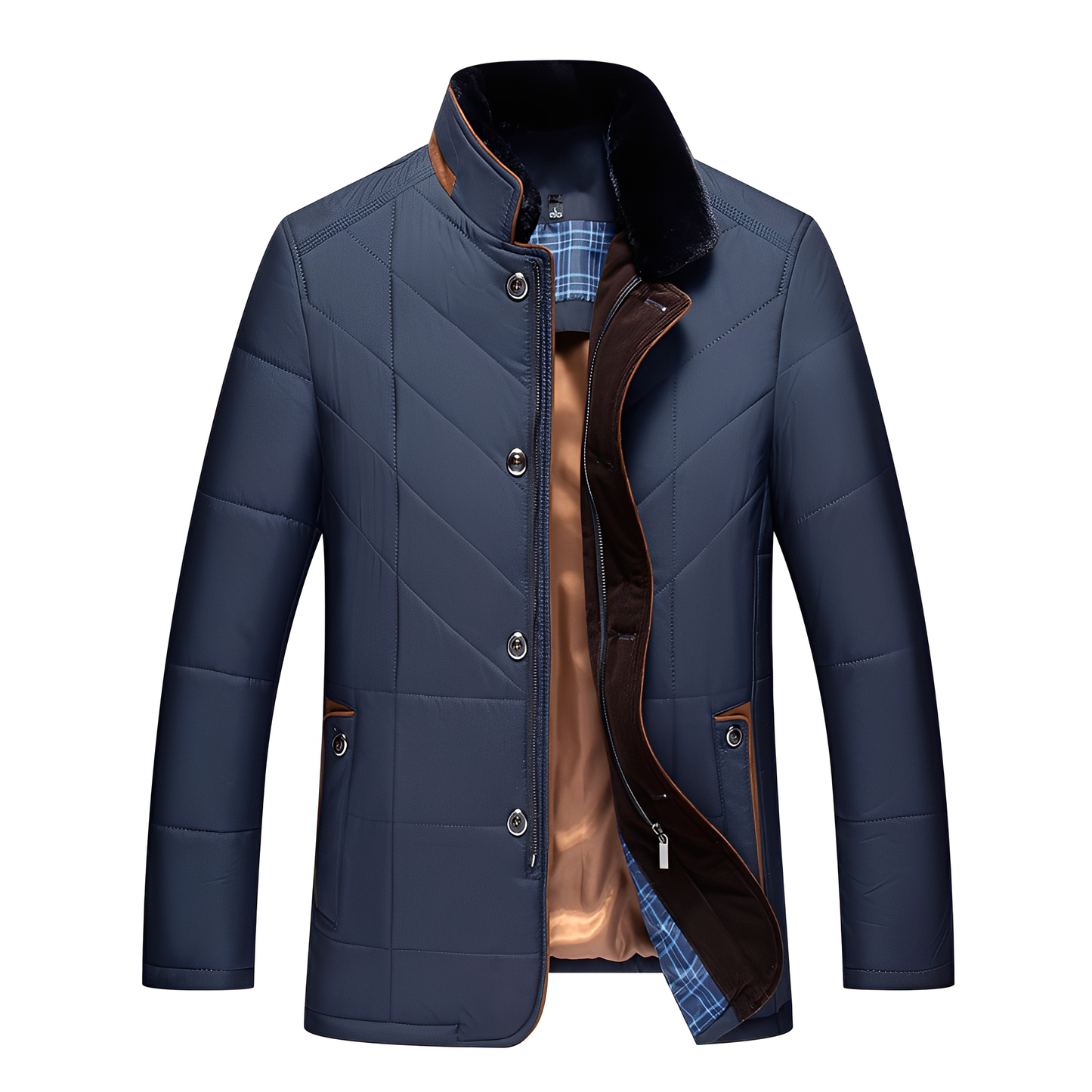 Street-wave Quilted Jacket For Men With Premium Comfort And Timeless Chevron Design