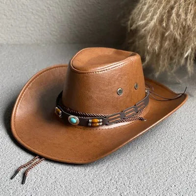Women's Vintage Cowboy Hat with Classic Design and Wide Brim