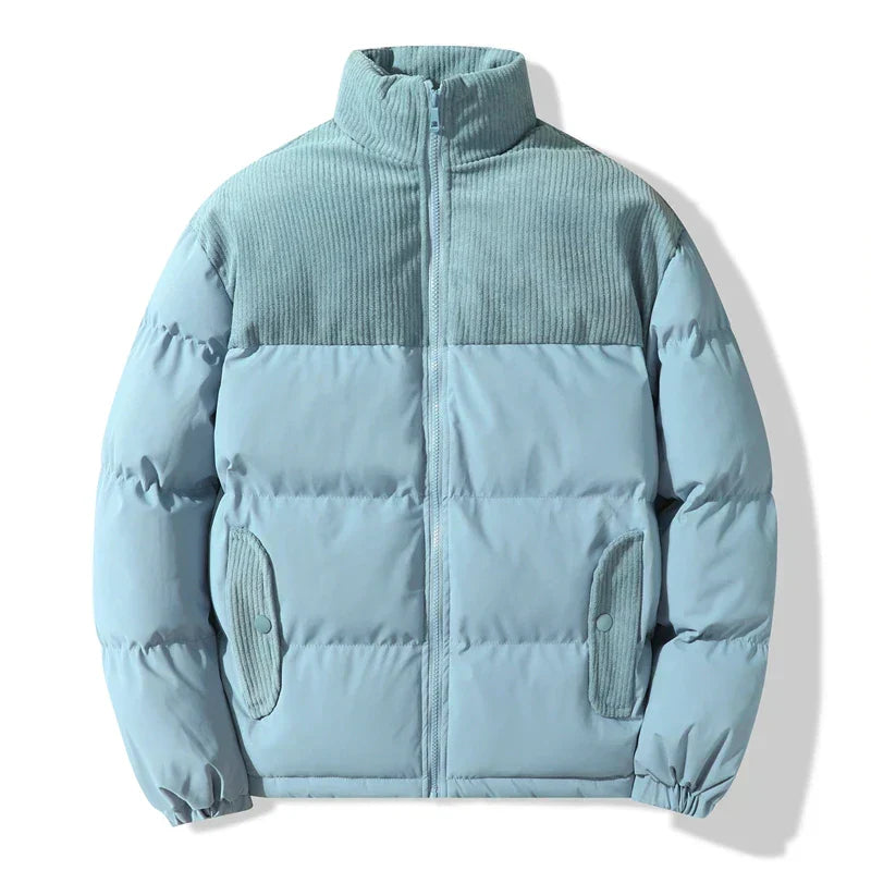 Street-Wave Puffer Jacket With Cord Details For Men Cozy Quilted Warmth And Modern Style