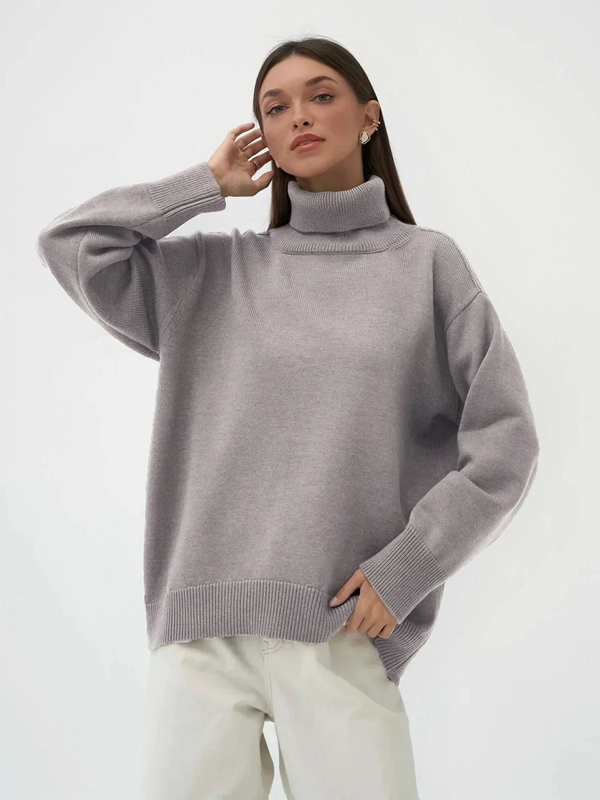 Street Wave Unisex Turtleneck Sweater Oversized Cozy Warmth