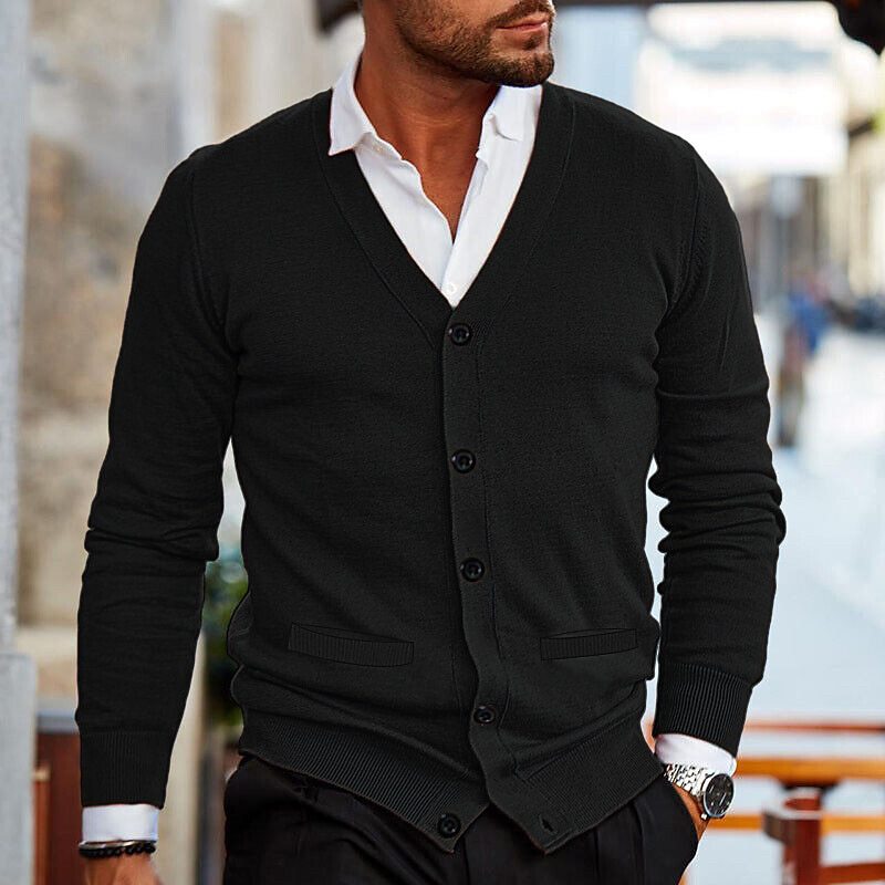 Street-Wave Nordic Knitted Cardigan For Men Cozy Versatile Fall Wear