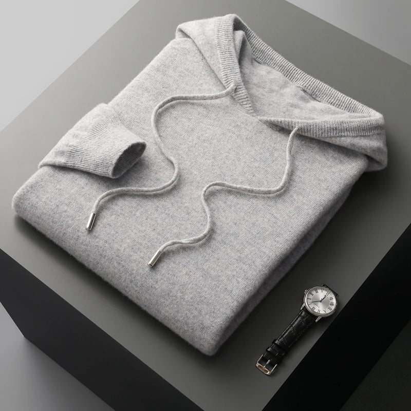 Street-Wave 100 Percent Merino Wool Hoodie for Men Sustainably Sourced Minimalist Lightweight Warmth