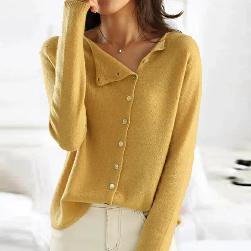 Streetwave Cashmere Cardigan For Women Cozy Layering Knit With Asymmetrical Button Design