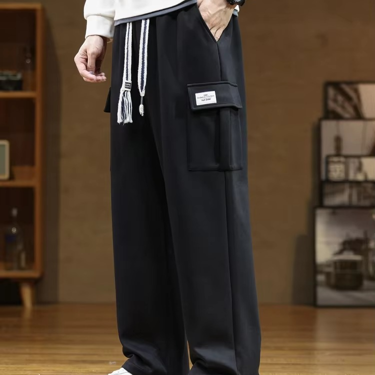 Mens Cotton Multi Pocket Drawstring Sweatpants Loose Straight Fit Up To 8XL Street-Wave