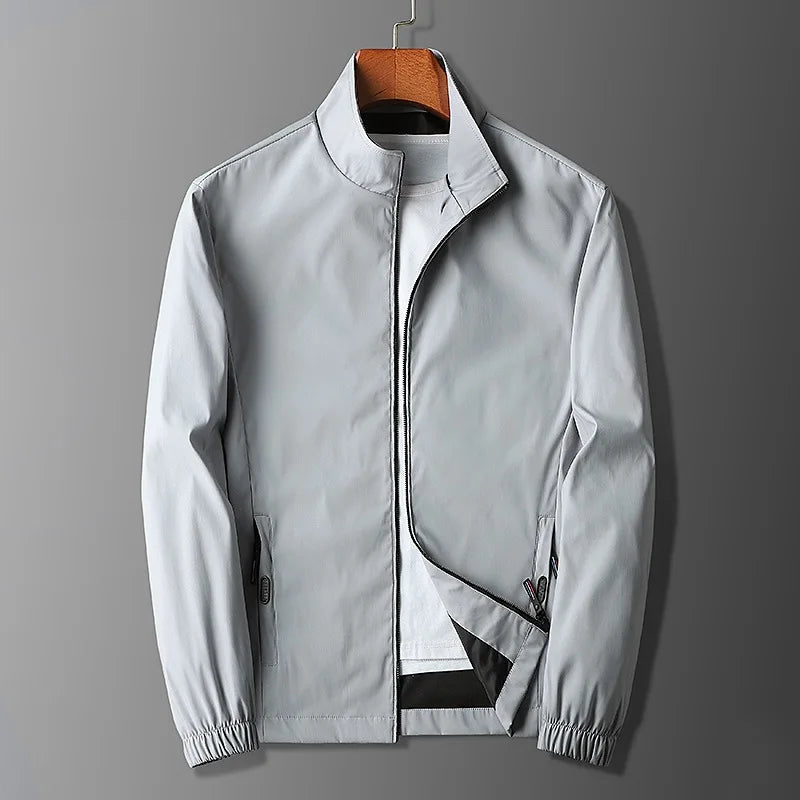 Street-Wave Nordic Flair Men's Jacket Slim Fit Lightweight Stand Collar Zipper Pockets Breathable Comfort