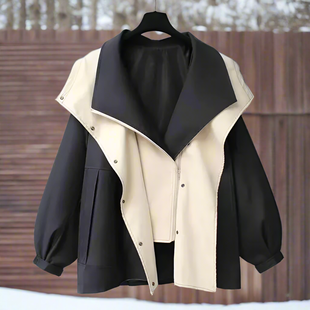 Cotton Jacket With Draped Collar And Loose Fit Street-wave For Modern Wardrobe And Everyday Style