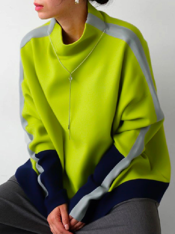 Street-wave Neon Lime Oversized Sweatshirt For Women Cozy Winter Warmth Bold Modern Streetwear