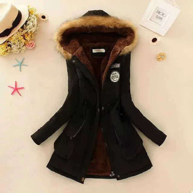 Street-wave Women's Insulated Puffer Jacket With Adjustable Waist And Fur Hood For Winter