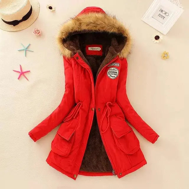 Streetwave Padded Cotton Jacket Women Slim Fit Fur Hood Warm Yet Elegant For Autumn Winter
