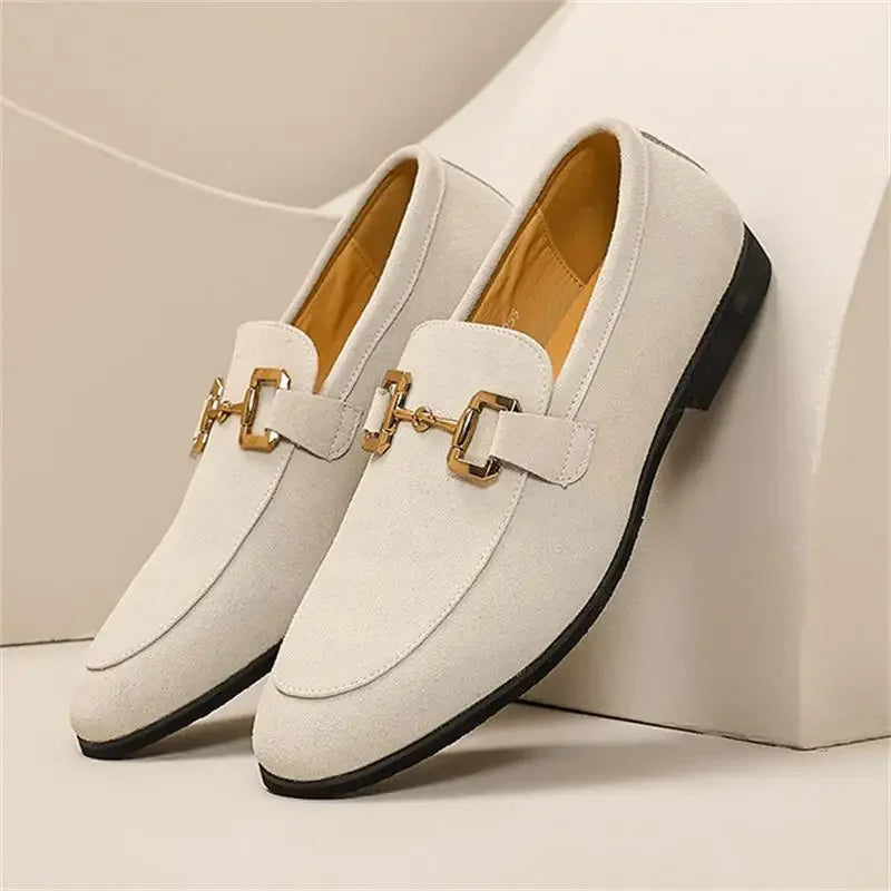 PrestigeWear Men Faux Suede Buckle Loafers For Business And Casual Comfort And Style