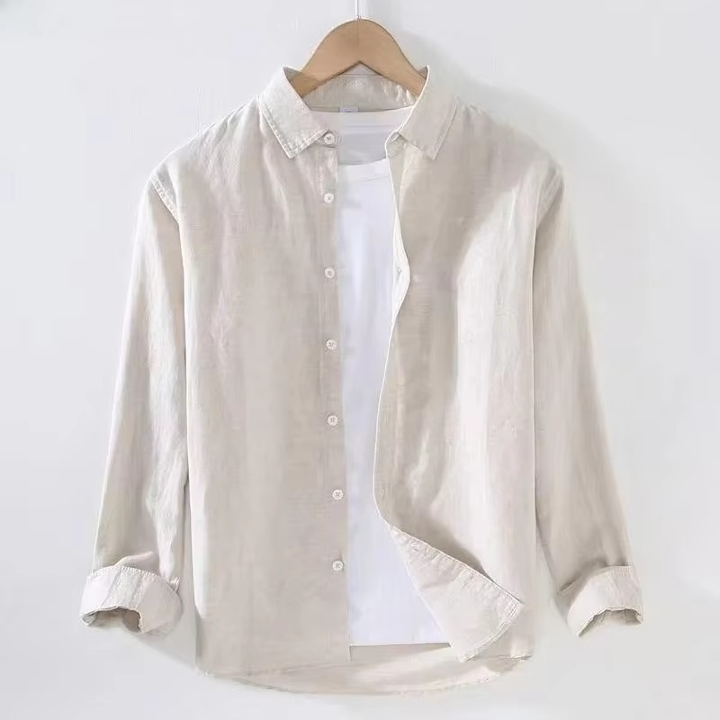 Street-Wave Men's Lightweight Cotton Linen Long Sleeve Casual Shirt Breathable Everyday Comfort