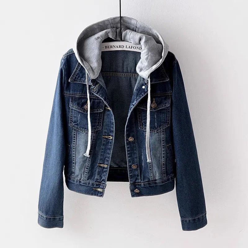 Street-Wave Hooded Water-Repellent Denim Jacket for Women Cozy Outdoor Style All Day Comfort