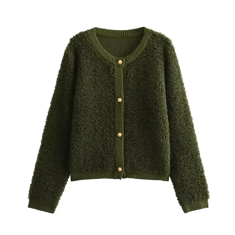 Street Wave Plus Size Teddy Coat Collarless With Front Buttons Soft Texture For Women Cozy Modern