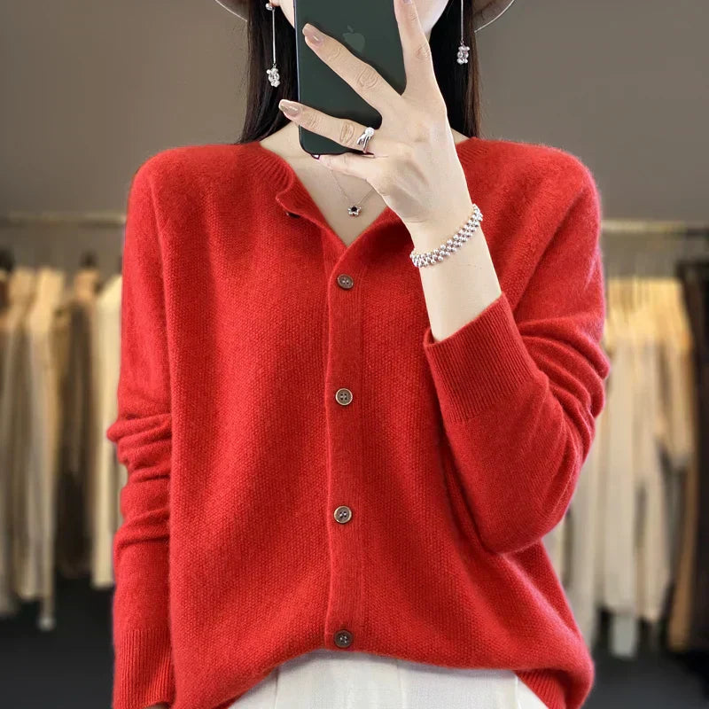Women's Buttoned Cardigan with Classic Design and Versatile Style
