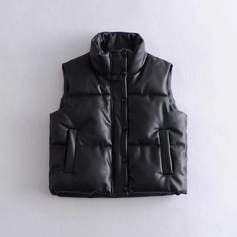 Street-Wave Women’s Puffer Bomber Vest Warm Quilted Sleeveless Jacket For Women Winter Outerwear