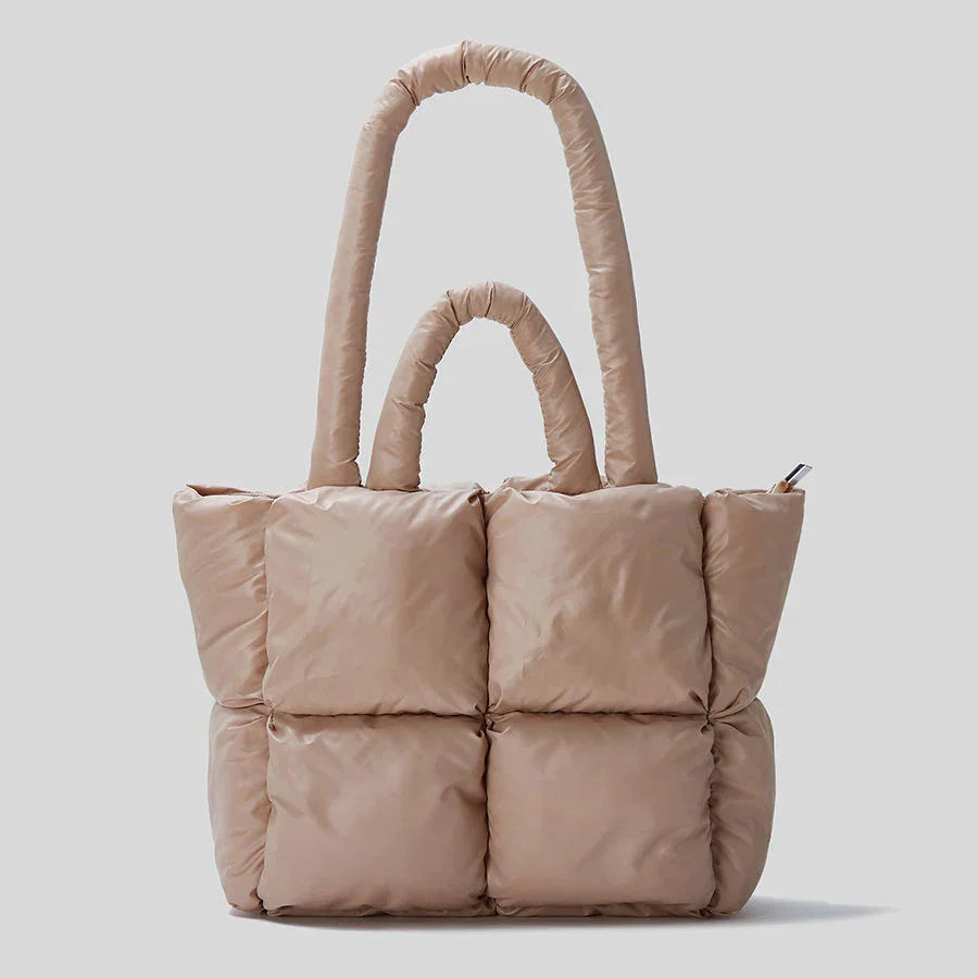 Street-Wave Avigail Quilted Puffer Tote - Chic Compact Mini Bag With Plush Puffer Texture
