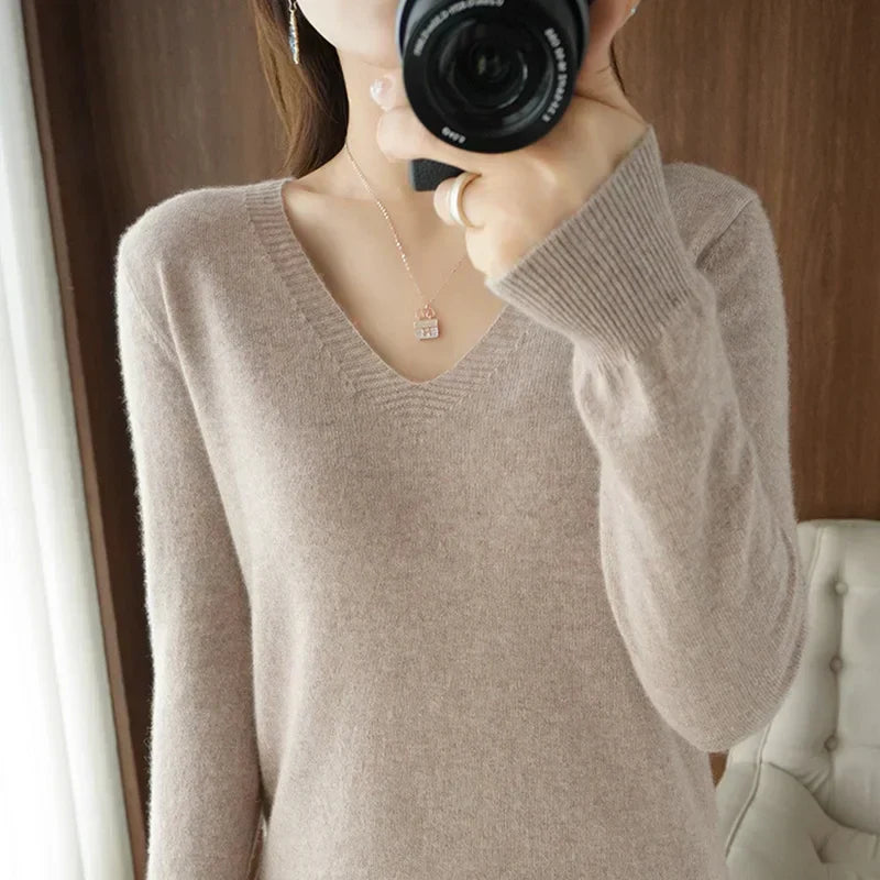 Streetwave V Neck Pullover For Women Cozy Knit Sweater Lightweight Warmth For Everyday Layering