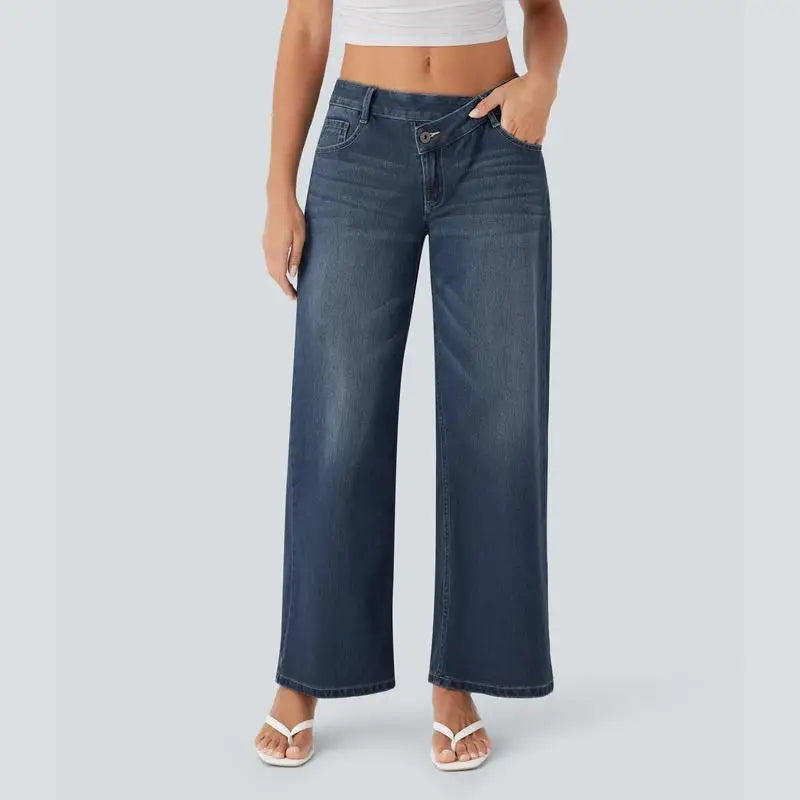 Street-Wave Serenity Baggy Wide-Leg Jeans Comfort Women