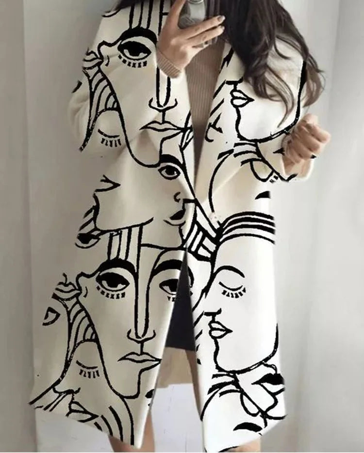 Street-wave Oversized Coat for Women, Color Block Design, Versatile Chic Comfort