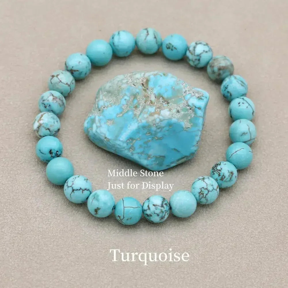 Women's Jewelry Bracelet with Turquoise Stones and Adjustable Closure