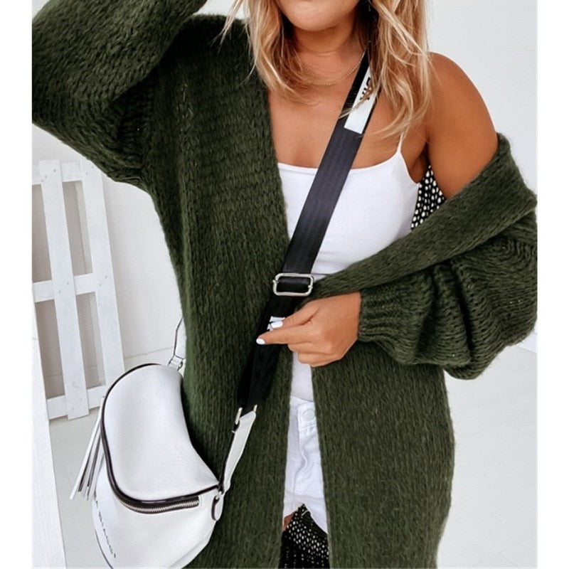 Street-wave Womens Cardigan Cozy Oversized Knit For Stylish Women Everyday Casual Chic