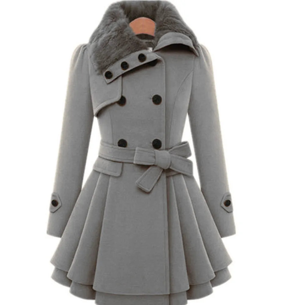 Street Wave Womens Slim Fit Trench Coat With Double Button Closure For Elegant Silhouette