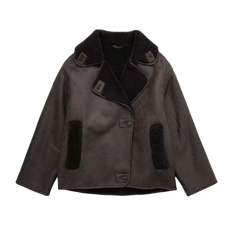 Street Wave Hazel Womens Shearling Aviator Jacket Lux Warmth
