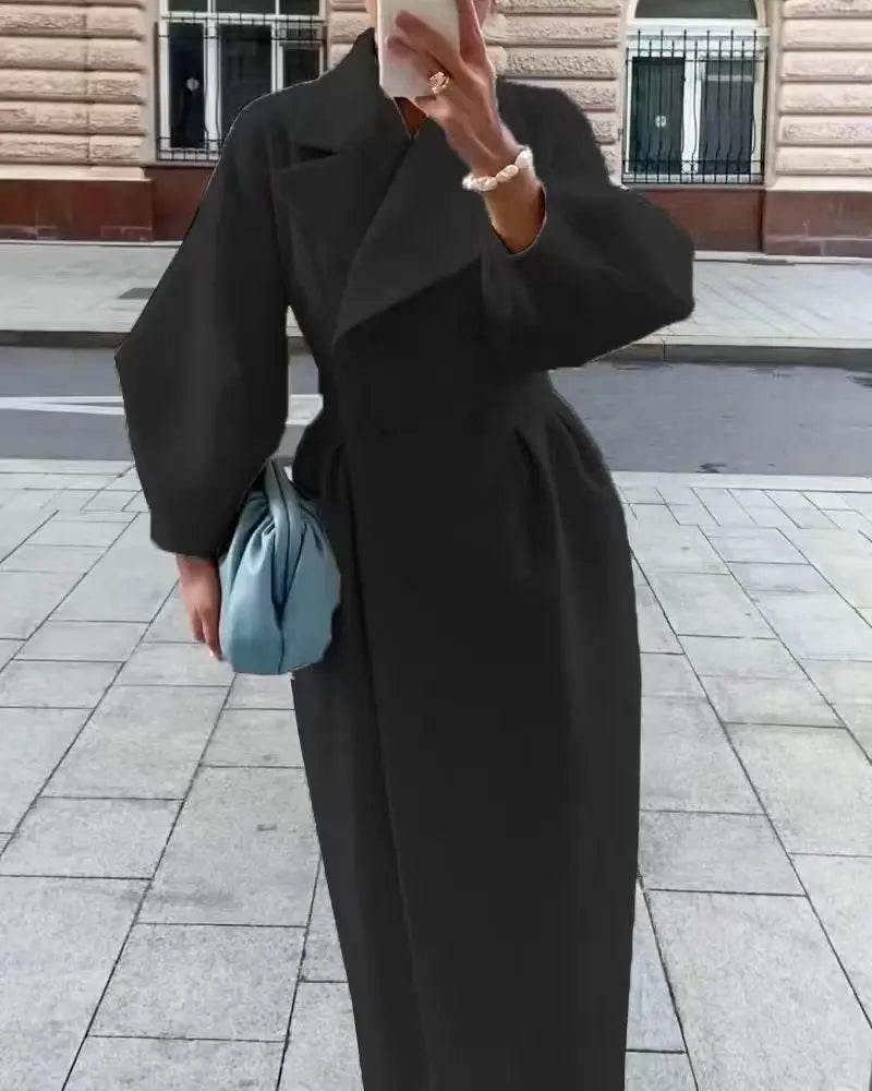 Street-Wave Elegant Double Breasted Wool Coat For Women Cozy Yet Glamorous With Warmth And Durability