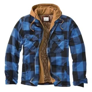 Street-Wave Mens Patchwork Checkered Cotton Hooded Jacket Thick Warm Casual Coat American Flag Design Sizes S To 5XL