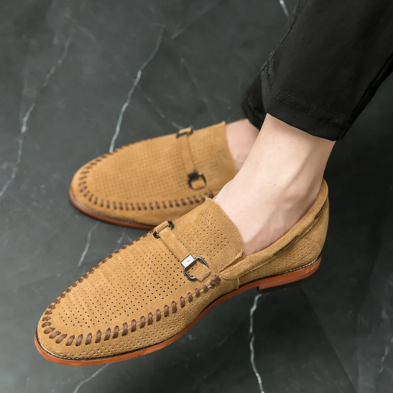 Streetwave Handmade Suede Loafers For Men Green Breathable Comfort And Classic Style