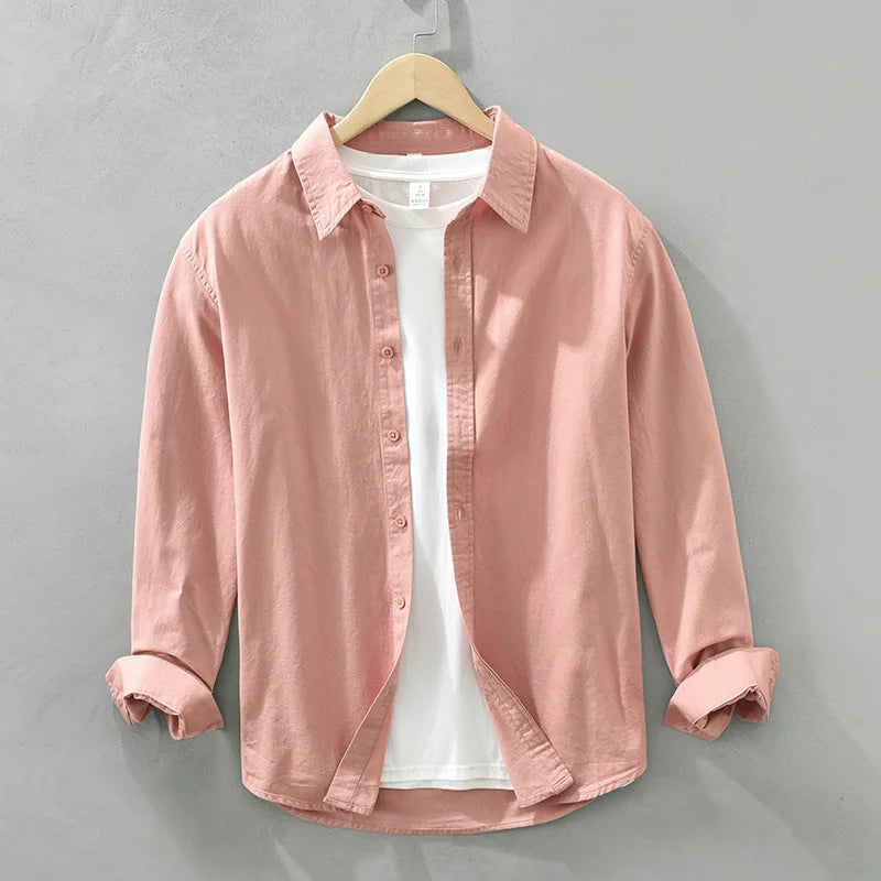 Street Wave Cotton Long Sleeve Shirt For Men Versatile