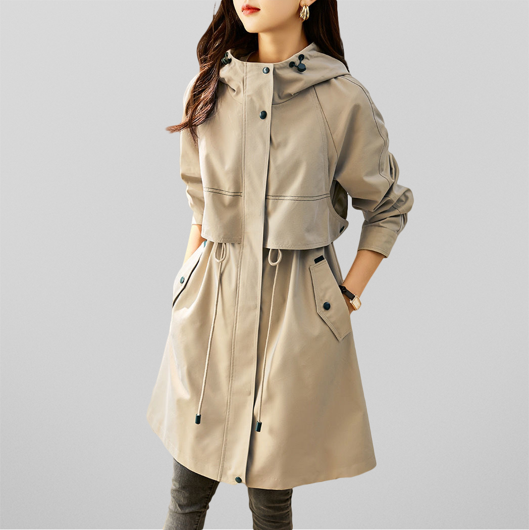 Street-Wave Red Hooded Jacket For Women With Adjustable Waist For Tailored Comfort And Versatility
