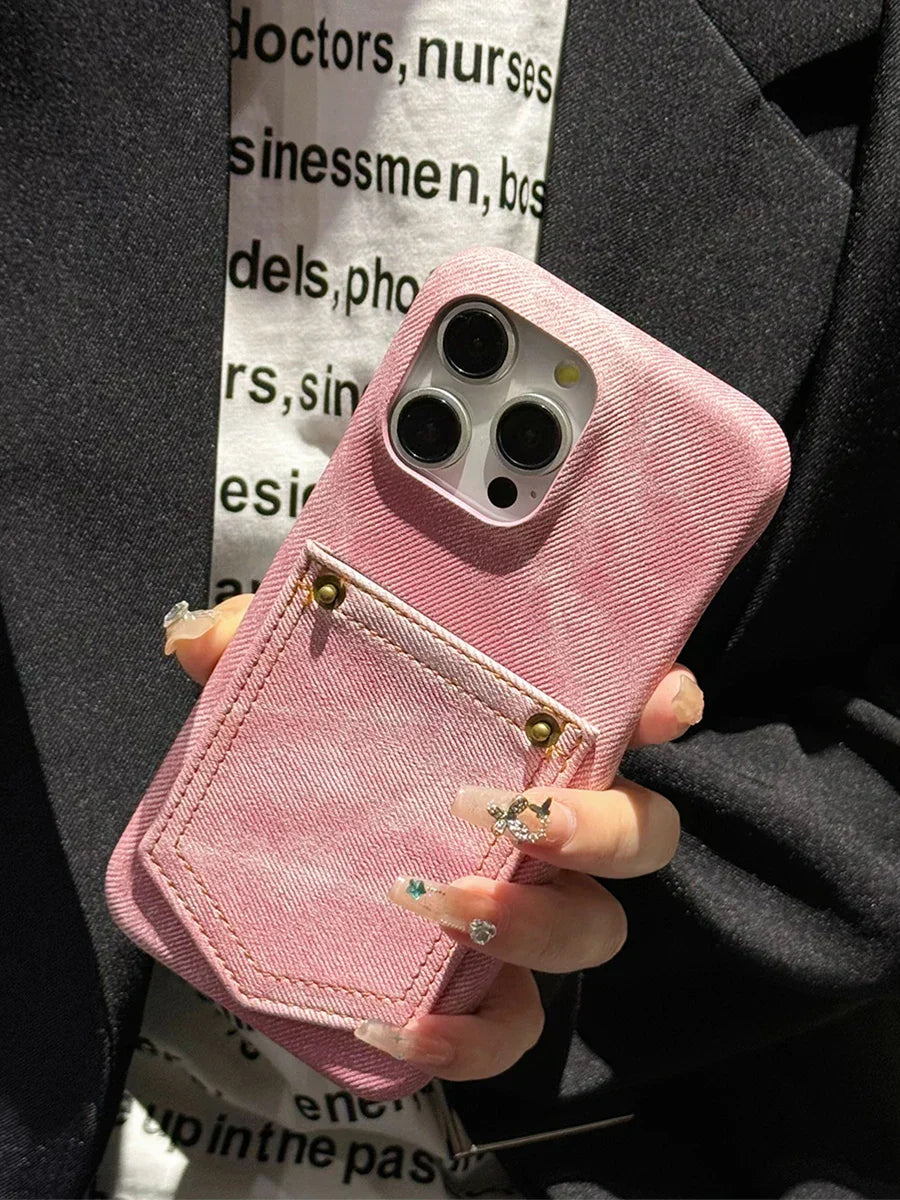 Indigo Denim iPhone Case With Stitched Pocket Detail And Soft Lining For Rugged Protection Street-Wave