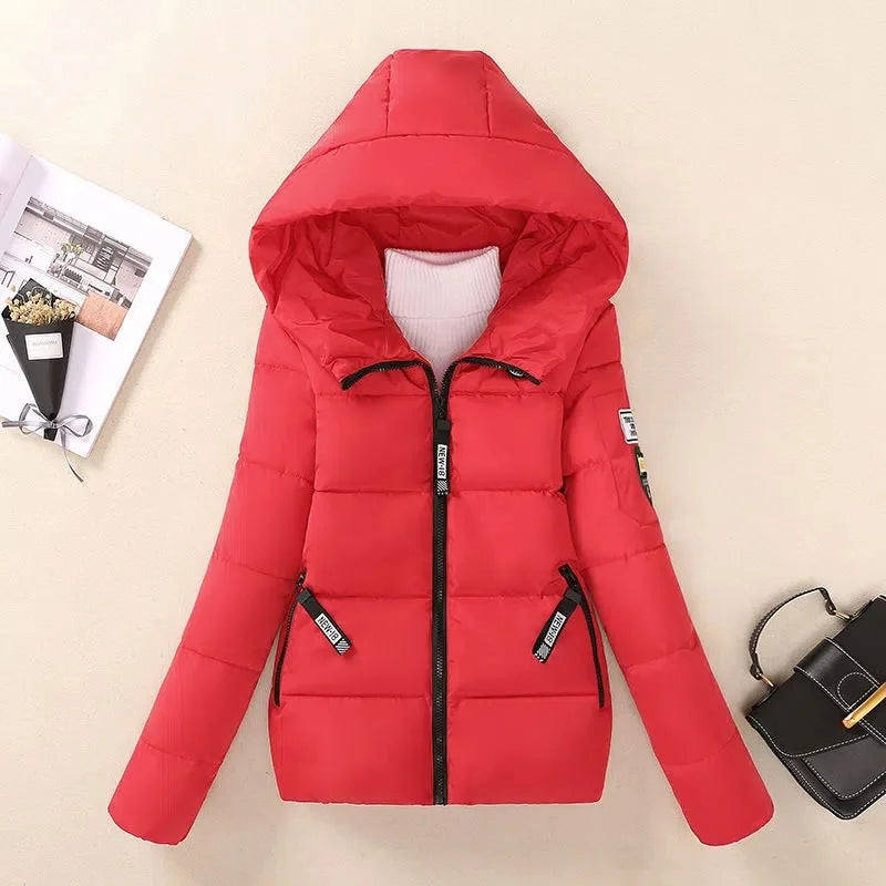 Street Wave Pink Hooded Puffer Parka For Women Warm Insulated Coat With Cozy Fit