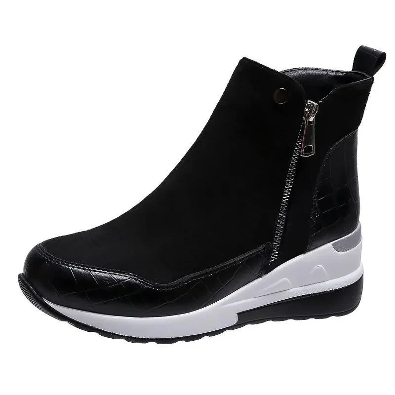 Street-wave Winter Wedge Boots For Women Warm Cushioned Thick Sole Snow Boots All Day Comfort Stylish