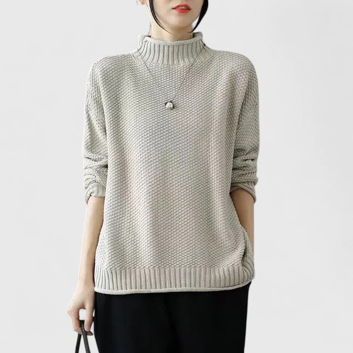 Women's Knit Sweater with Relaxed Fit and Soft Texture
